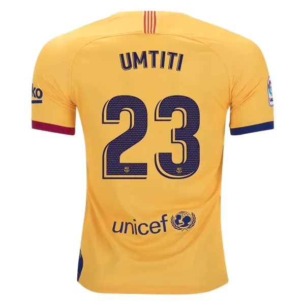 Camiseta Barcelona NO.23 Umtiti Replica Segunda Ropa 2019/20 Amarillo